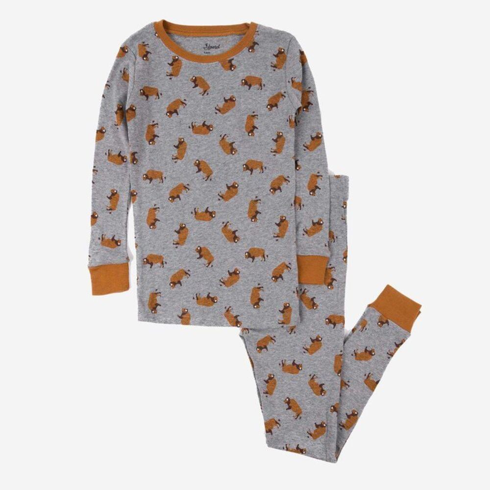 Leveret Two Piece Cotton Pajamas Overall Bison 2
